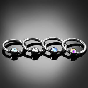 Impianto di Grado 23 di Titanio <span class=keywords><strong>Captive</strong></span> Bead Rings Colorato con il Piatto DELLA CZ DELLA Sfera Naso Setto Piercing Cartilagine Orecchini Dei Monili - Product Image 5