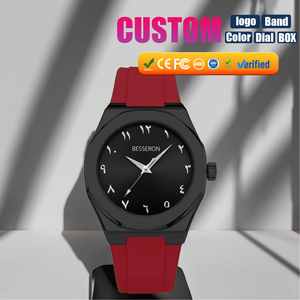Reloj de Cuarzo Analógico de Diseño para Hombre, Correa de Goma Roja, Estilo Árabe, Clásico, Simple, Deportivo, Resistente al Agua, Reloj de Moda - Product Image 1