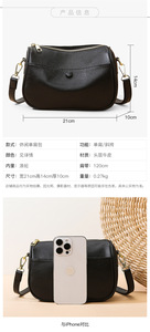 Sac fourre-tout décontracté en cuir souple de luxe pour femme, grand sac à bandoulière de créateur pour femme - Product Image 3