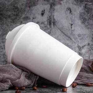 Gobelet en papier blanc jetable et compostable, respectueux de l'environnement, pour boissons froides, thé chaud et café - Product Image 1