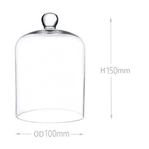 Amazon Hot Sale Clear Glass Dome Bell Jar Food Glass Cover Flower Decoration Blown Glass Dome For Led Light
