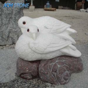 Sculpté à la main en pierre naturelle Animal oiseau sculpture en marbre blanc pierre colombe Pigeon Sculpture Statue sculptures - Product Image 4