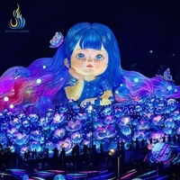 Lanterne LED géante 3D personnalisée en forme de fille anime, étanche, en soie, pour la décoration des festivals chinois en extérieur et parcs