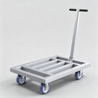 Carretilla de Plataforma Plegable de Acero Reforzado de 750 kg, Plataforma de 90x60 cm, Tubo Cuadrado, Carretilla de Mano de Cuatro Ruedas, Ultra Silenciosa, Portátil, de Zinc, de 5 Pulgadas