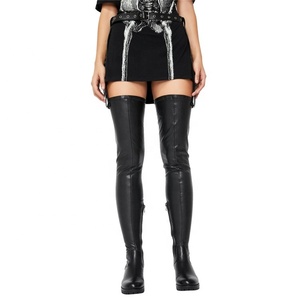 Fashion Women Chunky Heel Over Knee High Boots Female Side <b>Half</b>-zip Round Toe Thigh High Boots Large Size 43 - Product Image 3