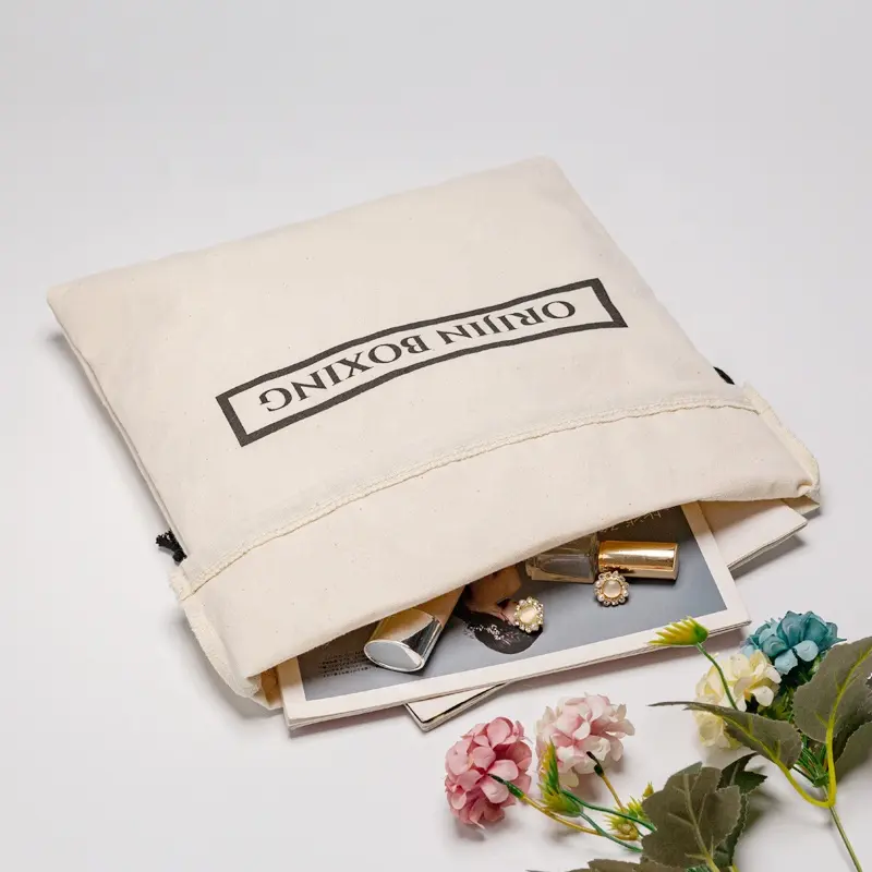 Neue bunte Baumwoll-String-Tasche mit doppelter Schnur Custom Organic Canvas Draw string Bags