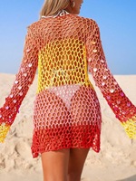 Nouvelle Collection Été 2026 - Robe de Plage Bohème Unie Style Européen et Américain, Crochetée à la Main, Ajourée, Jupe Perlée Sexy
