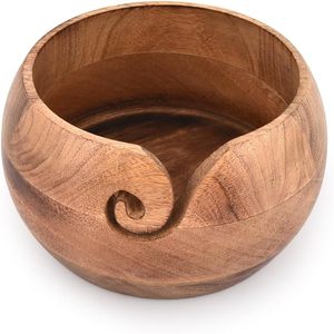 Cuenco de hilo de madera para clientes con caja de marca y diseño de remolino sin fin, gran soporte para hilo de ganchillo con orificios para tejer - Product Image 3