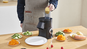 Robot culinaire électrique 8-en-1 : Hachoir à salade, râpe à fromage spirale, trancheuse alimentaire, <span class=keywords><strong>coupe</strong></span>-légumes rotatif - Product Image 2