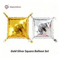Ensemble de ballons carrés en aluminium mat et métallisé, connecteurs multicolores, ballons carrés en Mylar pour guirlande de ballons DIY