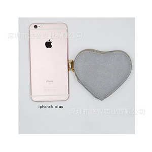Creative heart-shaped coin <b>purse</b>, <b>cute</b> PU leather earphone and key holder, customizable logo, free gift. - Product Image 3