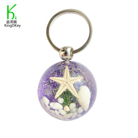 Porte-clés créatif en résine, forme de boule, thème des animaux marins, porte-clés étoile de mer, coquillage, pendentif, porte-clés