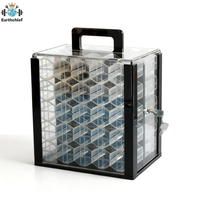 Boîte à jetons de poker Texas 1000 pièces, portable, en acrylique épaissi, transparente, avec 10 supports à jetons pour le divertissement