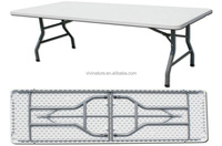 Table pliante portable robuste en plastique de 6 pieds, pliable en deux, table de pique-nique pliable