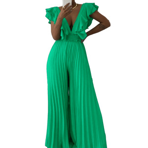 Nuevo Mono de Moda para Mujer con Escote en V Profundo, Cintura Alta, Sexy, con Volantes y Pierna Ancha - Product Image 2