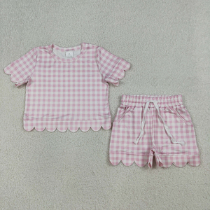 Conjuntos de Ropa Casual a Cuadros con Estampado Festivo para Niñas, Estilo Boutique, Trajes de Verano con Volantes, Venta al por Mayor, Ropa de Moda Infantil de Fábrica - Product Image 3
