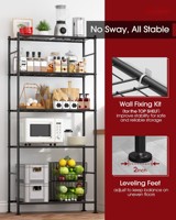 Étagères de rangement verticales modernes robustes à 5 niveaux, multifonctionnelles, en métal antirouille, grande capacité, installation facile, pour la cuisine