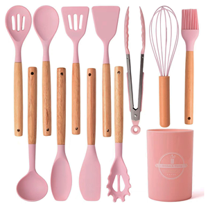 ชุดอุปกรณ์ครัวซิลิโคนด้ามไม้พร้อมโลโก้สั่งทำพิเศษ ทนความร้อน - Product Image 1