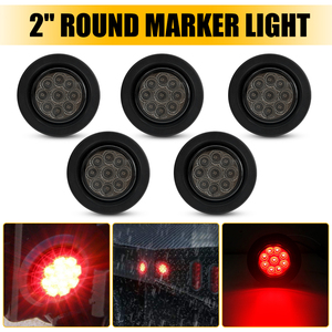 ไฟท้ายทรงกลมรมควันขนาด 2 นิ้ว 9 LED พร้อมห่วงยางสำหรับรถบรรทุก รถบ้าน และรถพ่วง - Product Image 1