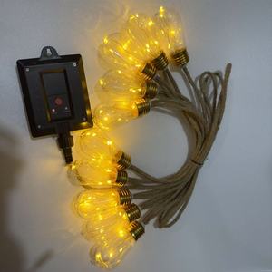 Guirnalda de luces solares de <span class=keywords><strong>papaya</strong></span> con cuerda de cáñamo y alambre de cobre, luces decorativas de hadas para acampar al aire libre para jardín de vacaciones - Product Image 6