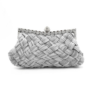 Nouvel Arrivage Direct Usine : Sac en Satin Tissé avec Strass Rouge, Sac de Mariée 2-en-1, Pochette de Soirée et Sac Bandoulière pour Fêtes - Product Image 2