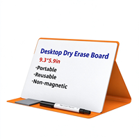Papan Tulis Lipat Tanpa Bingkai Satu Sisi A5 Warna Oranye Lembut, Non-Magnetik, Bahan PU dan MDF, Dilengkapi Penyangga, untuk Guru, Demo di Kelas, dan Menulis