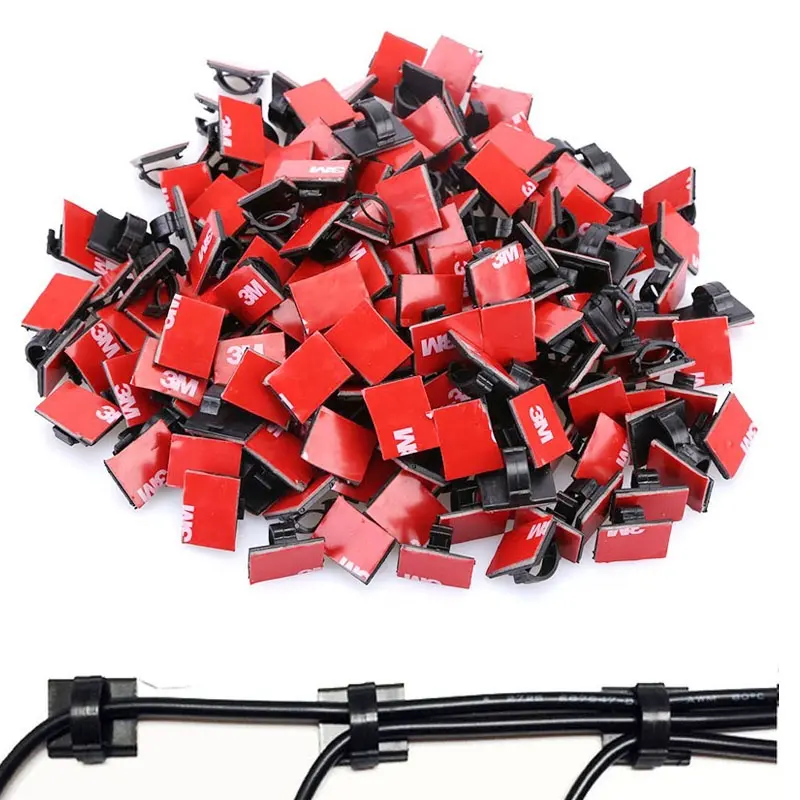 Wholesale Black Multipurpose 3M Self Adhesive Plastic Nylon Wire Cord Clamp Holder Management Organizer Solar Cable Clip