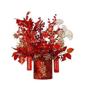 Cubo Decorativo con Frutas para Mudanza, Decoración de Primavera, Fruta Roja de Año Nuevo, Cubo de Abrazos, Material de PVC, Diseño Biónico - Product Image 1
