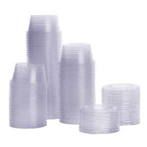 Lot de 200 tasses à sauce jetables en plastique transparent de 2oz avec couvercles, tasses à soufflé, tasses à gelée - Product Image 1