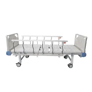 Dua fungsi tempat tidur rumah sakit manual dengan pagar pembatas baja tahan karat berbentuk S dan roda rem independen