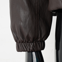 Veste en similicuir pour femme, col montant, fermeture éclair sur le devant, ourlet à cordon de serrage, œillets métalliques, poignets côtelés, look streetwear automne