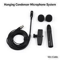 Microphone suspendu à condensateur avec câble de 10 m, alimentation fantôme 48 V, pour chorale, église, chant