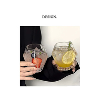 Verre à whisky et cocktail en verre hexagonal géométrique de style nordique, en forme de diamant, pour bar à domicile et fêtes