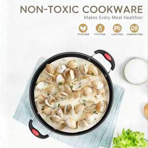 Nồi nấu súp, nước dùng bằng thép carbon chống dính 30cm, dùng được trên bếp từ, họa tiết kim cương, chất liệu sắt - Product Image 3