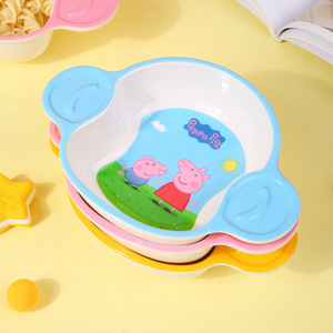 Wuhe Cartoon Double-Eared <b>Bowl</b> For Kids Food Grade <b>Melamine</b> Heart Shape 2-4 Years - Product Image 3