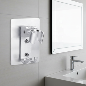 Support <span class=keywords><strong>de</strong></span> <span class=keywords><strong>douche</strong></span> mural carré moderne en aluminium chromé, sans perçage, avec <span class=keywords><strong>crochet</strong></span>, installation facile, emballé <span class=keywords><strong>pour</strong></span> salle <span class=keywords><strong>de</strong></span> bain et toilettes - Product Image 5