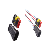 Paire de Connecteurs Automobiles Étanches à 4 Broches - Fiche Mâle Femelle Douille pour Faisceau de Câblage de Conversion HID, Bornes Style AMP