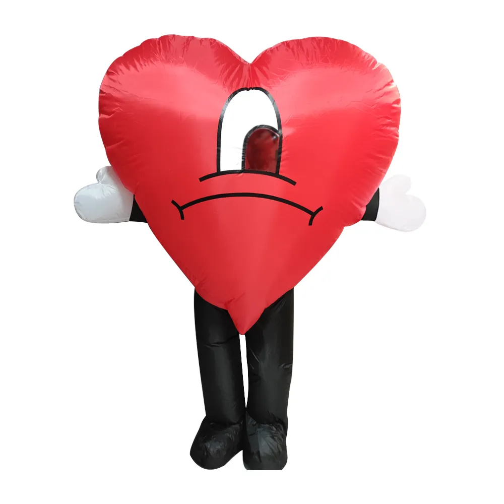 Disfraz inflable de Halloween para adultos, Cosplay de fiesta de fábrica, corazón de amor rojo, mascota, día de San Valentín