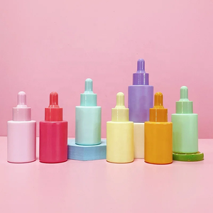 Emballage cosmétique pour soins de la peau, flacon compte-gouttes en verre givré rouge de 1 oz, épaule plate, pour émulsion et huile essentielle, 15 ml, 30 ml, avec boîte - Product Image 1