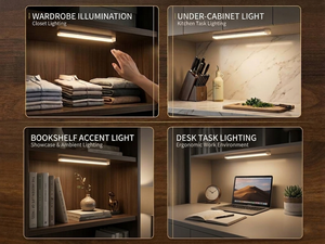 Smart Motion Sensor Under Cabinet <b>Light</b> Slim PC <b>LED</b> <b>Light</b> Bar 3-Color Temperatures Stepless Dimming, Kitchen and Wardrobe <b>Light</b> - Product Image 5