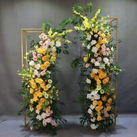 Composition florale pour arche de mariage, toile de fond florale artificielle, décoration de toile de fond en fausses roses roses