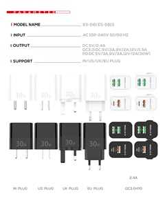 <span class=keywords><strong>Cargador</strong></span> de Pared ESTRONG Super Rápido de <span class=keywords><strong>30W</strong></span> QC3.0 OEM con Puertos Tipo-C y USB Universal para iPhone 17 y <span class=keywords><strong>OPPO</strong></span> - Product Image 5