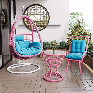Fauteuil suspendu double place en rotin Lovezone pour extérieur avec coussin imperméable pour patio et jardin, design contemporain - Product Image 4