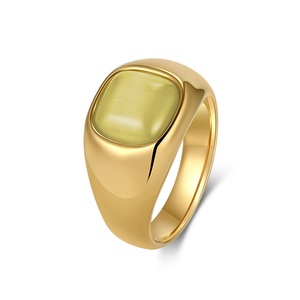 Anello da <span class=keywords><strong>Coda</strong></span> in Acciaio Inossidabile Placcato Oro con Pietra Occhio di <span class=keywords><strong>Gatto</strong></span> Intarsiata, Elegante, Stile Europeo Americano, Bestseller Transfrontaliero, Gioiello di Moda - Product Image 6