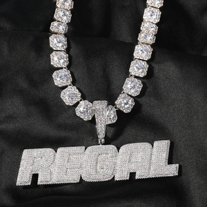 Nome di lusso ciondolo gioielli Hip Hop grande targhetta collana ciondolo nome personalizzato gioielli zircone pietra - Product Image 6