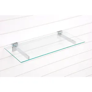 Hot sale retail shops slot wall tempered glass shelves with polished edges