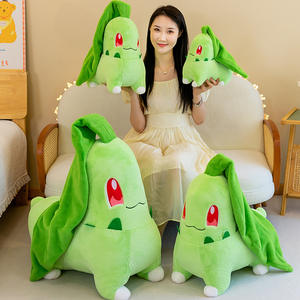 Peluche <span class=keywords><strong>Chikorita</strong></span> Pokémon avec motif feuille - Coussin animal en peluche transformable pour collectionneurs et enfants - Product Image 3
