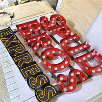 Letrero de Metal 3D Personalizado con Bombillas LED para Publicidad Interior y Exterior, Decoración de Centros Comerciales y Parques, Letreros Flexibles de Neón