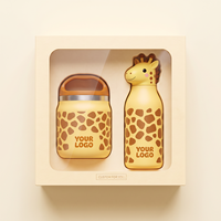 Ensemble de bouteille isotherme et de boîte à repas pour enfants Everich 3D Cartoon Animal, ensemble de déjeuner sous vide en acier inoxydable 304, logo personnalisé OEM