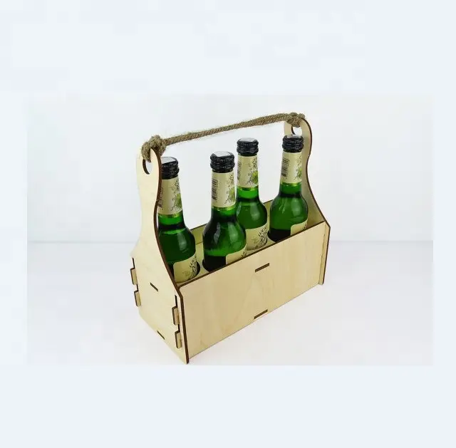Nuevo producto, caja de cerveza de madera cortada con láser para decoración de cerveza de fiesta
